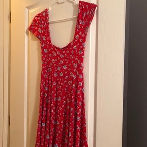Mini Red Floral Skater Dress